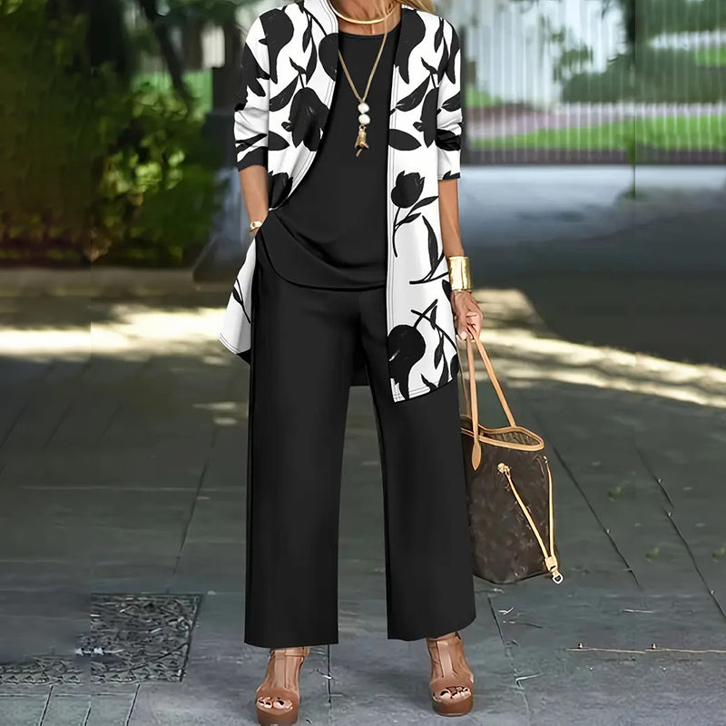 Naevia - Ensemble femme trois pièces floral avec pantalon