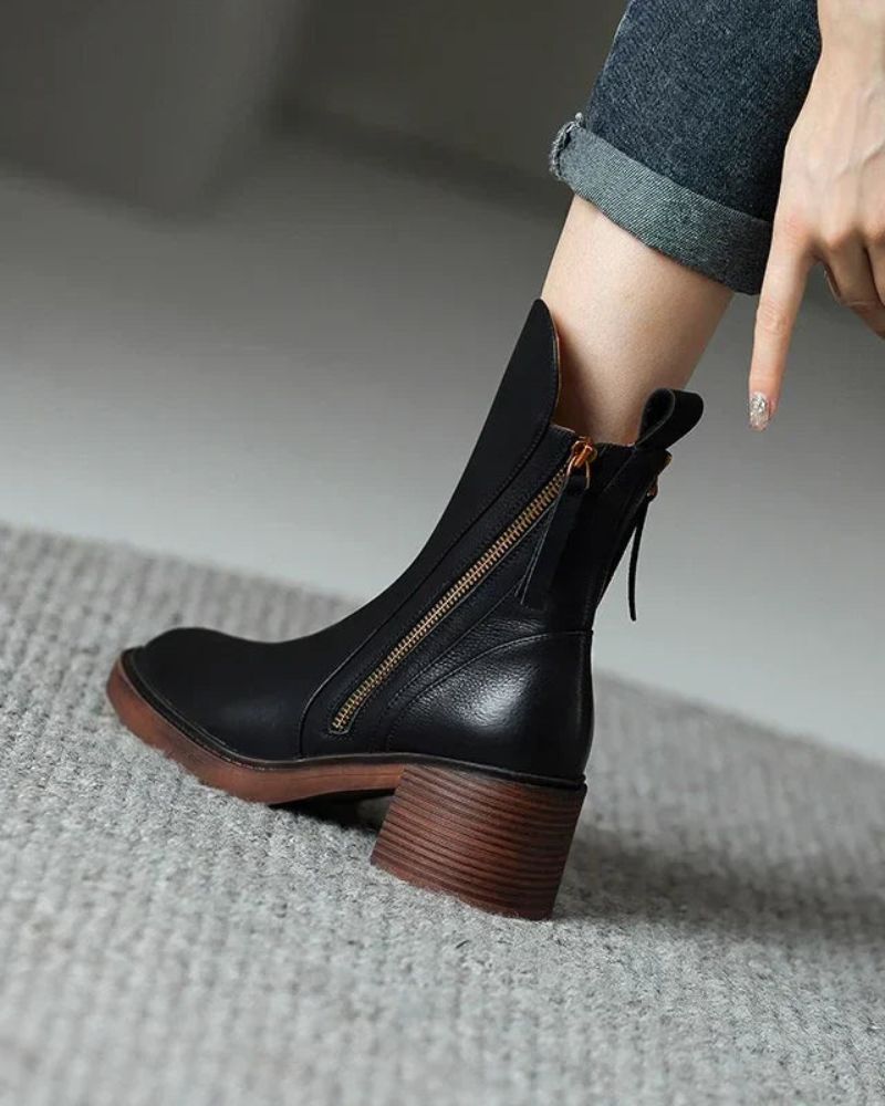 Helara™ - Bottes en Cuir Noires Élégantes et Confortables