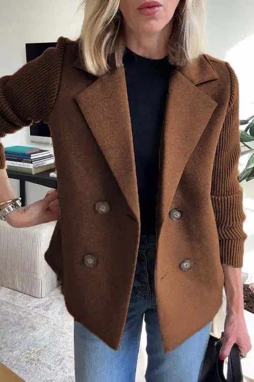 Augustine™ - Manteau Décontracté à Col avec Manches Patchwork