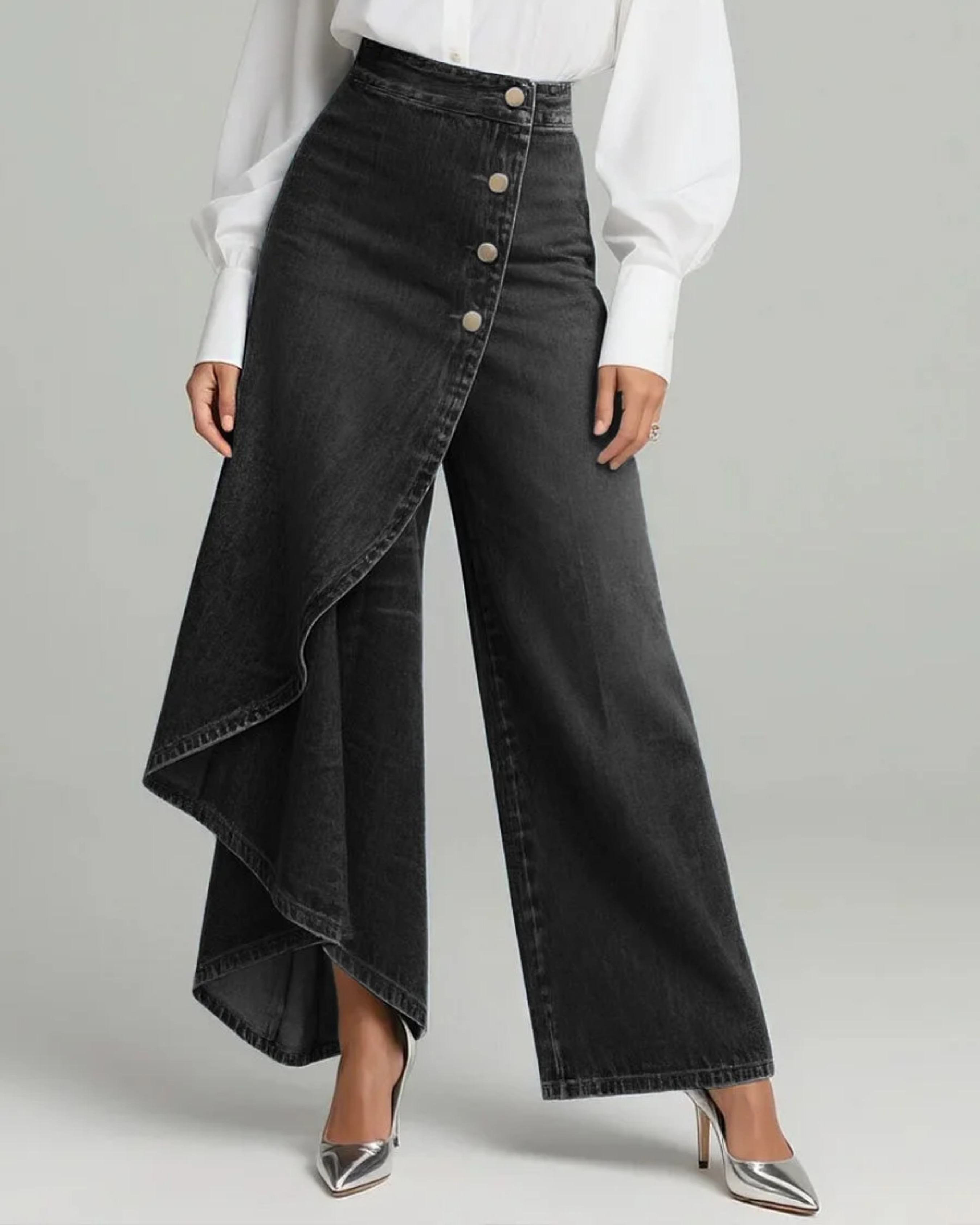 Pavellea™ - Jean Large À Effet Jupe Croisée En Denim