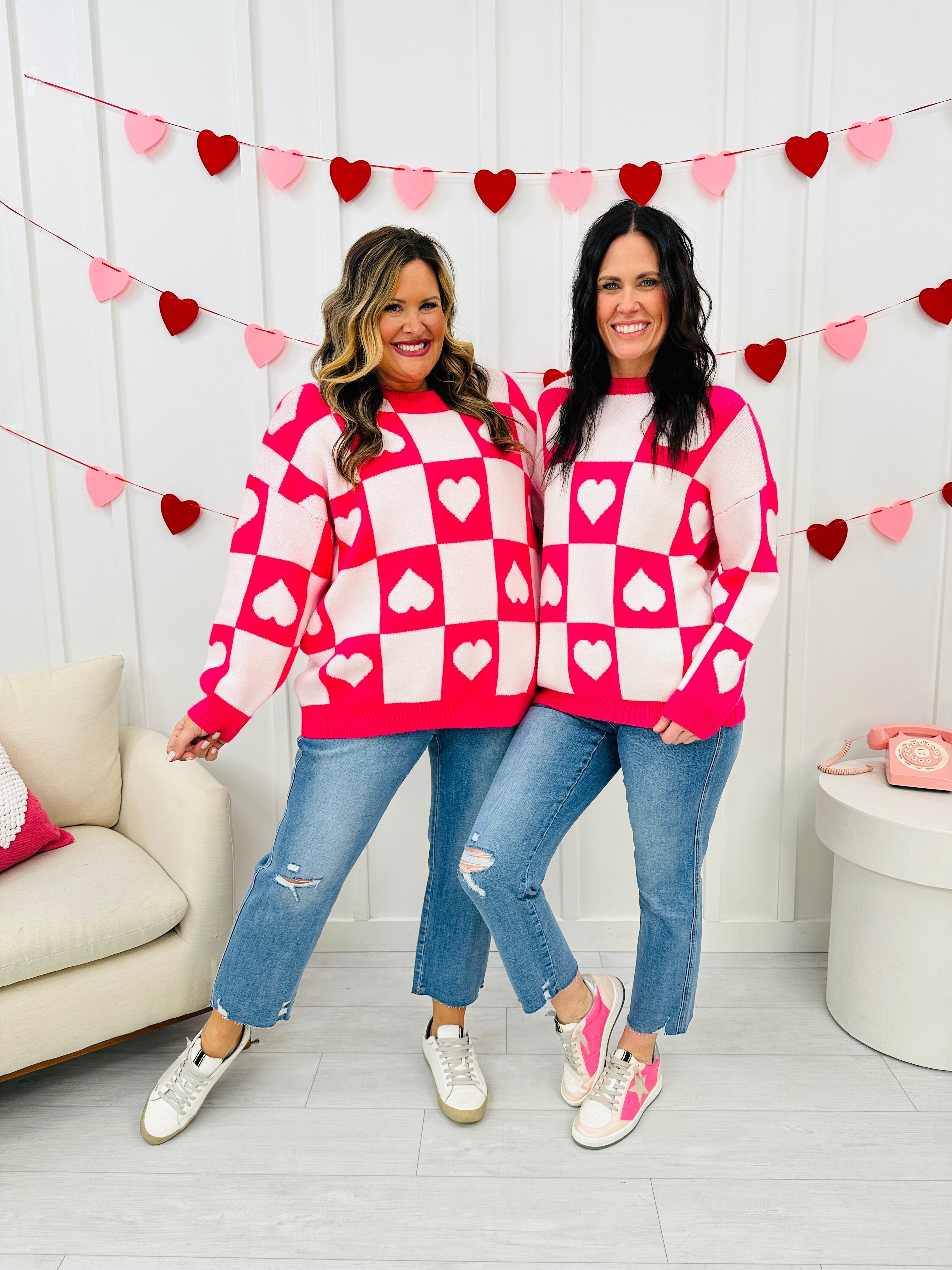Ottilie™ - Pull Saint-Valentin à Cœurs Carreaux