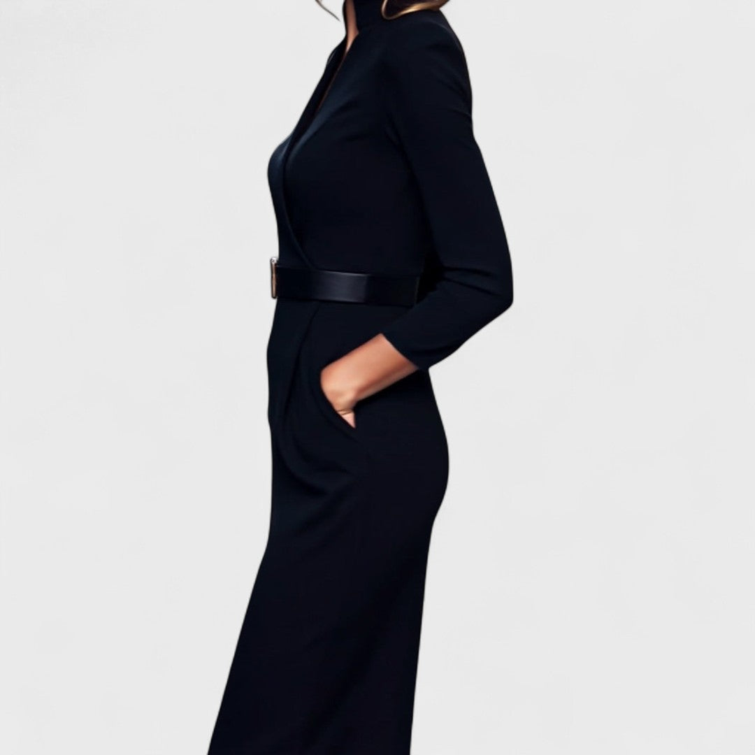 Irielle™ - Robe Élégante avec Ceinture et Col Mao