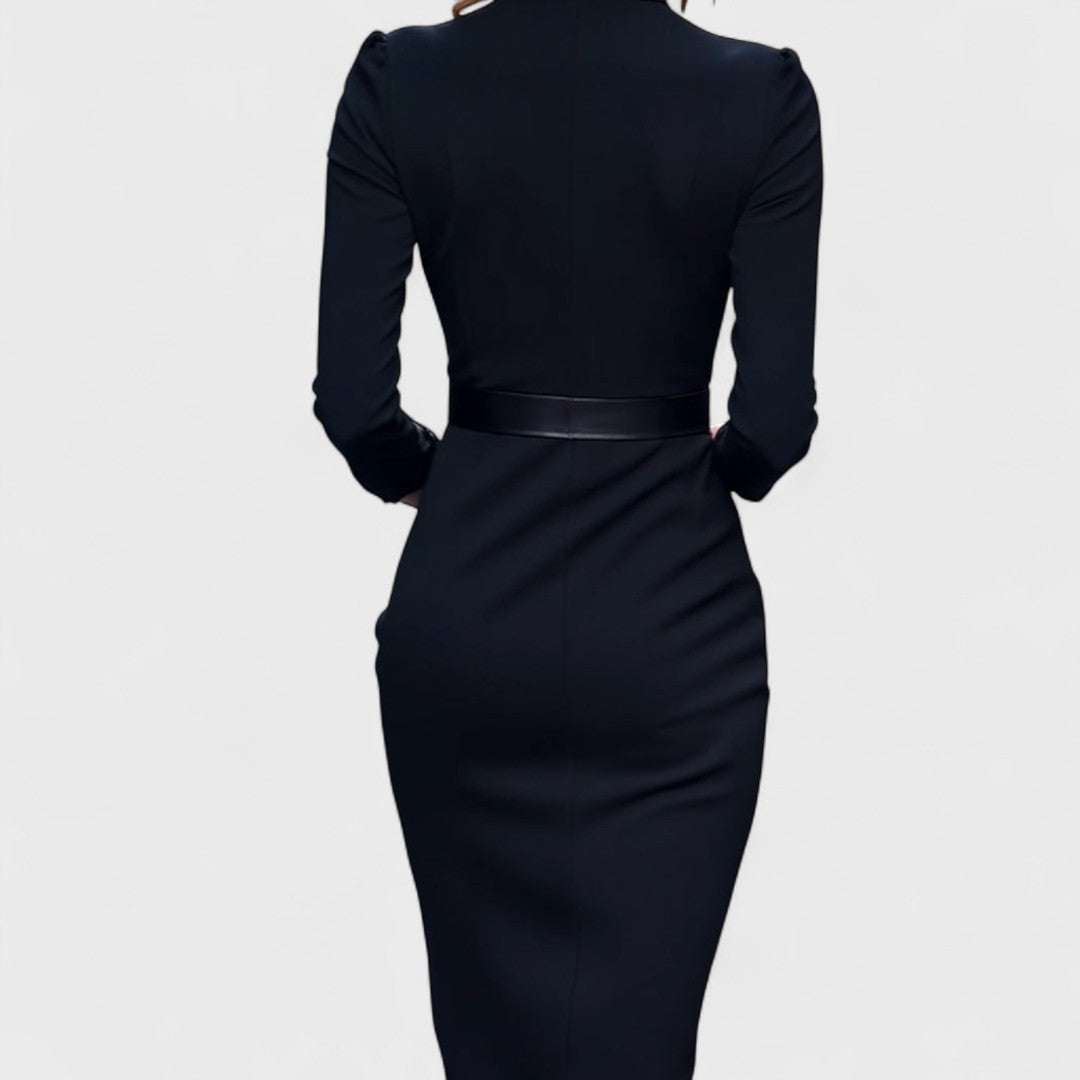 Irielle™ - Robe Élégante avec Ceinture et Col Mao