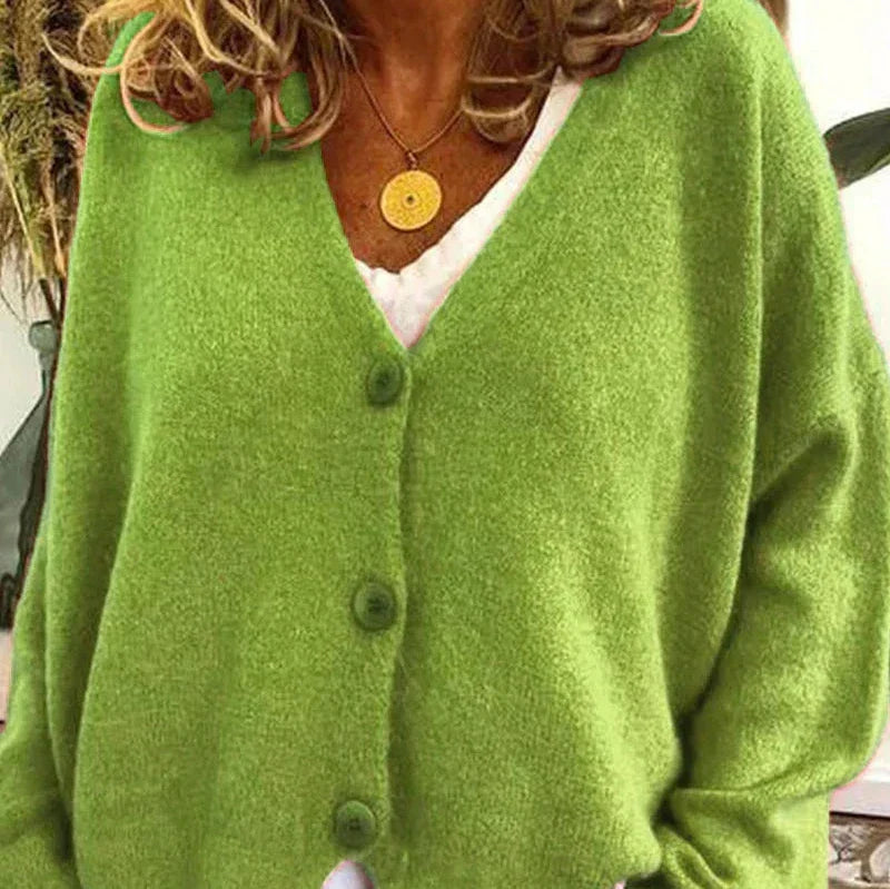 Sixtine - Cardigan Femme Doux en Tricot à Boutons et Coupe Décontractée