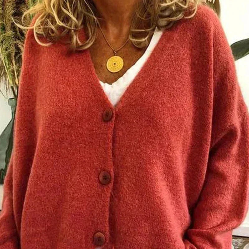 Sixtine - Cardigan Femme Doux en Tricot à Boutons et Coupe Décontractée