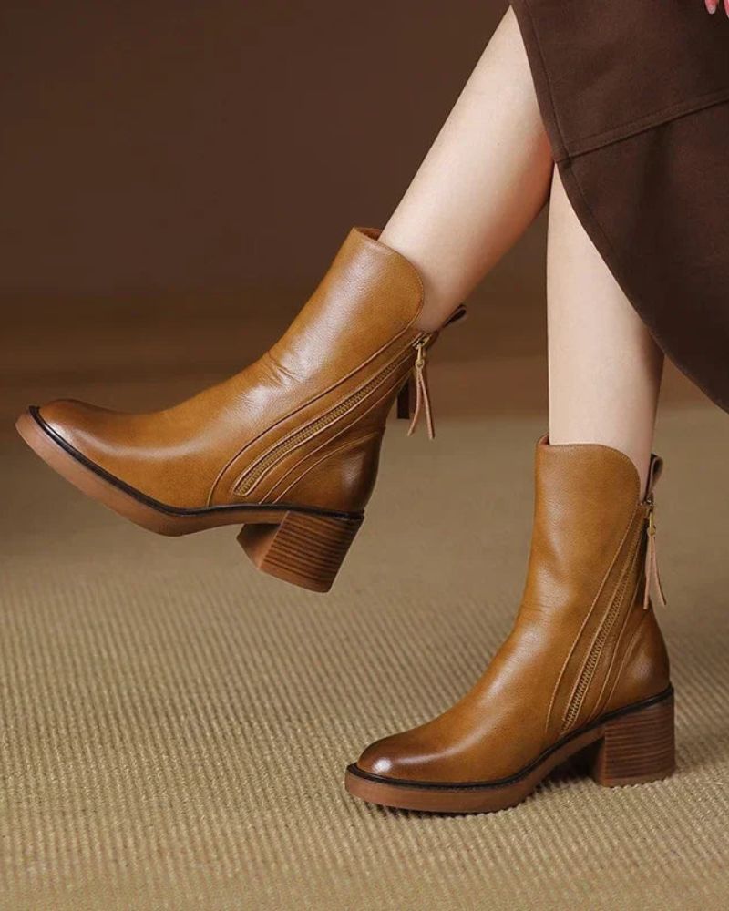Helara™ - Bottes en Cuir Noires Élégantes et Confortables