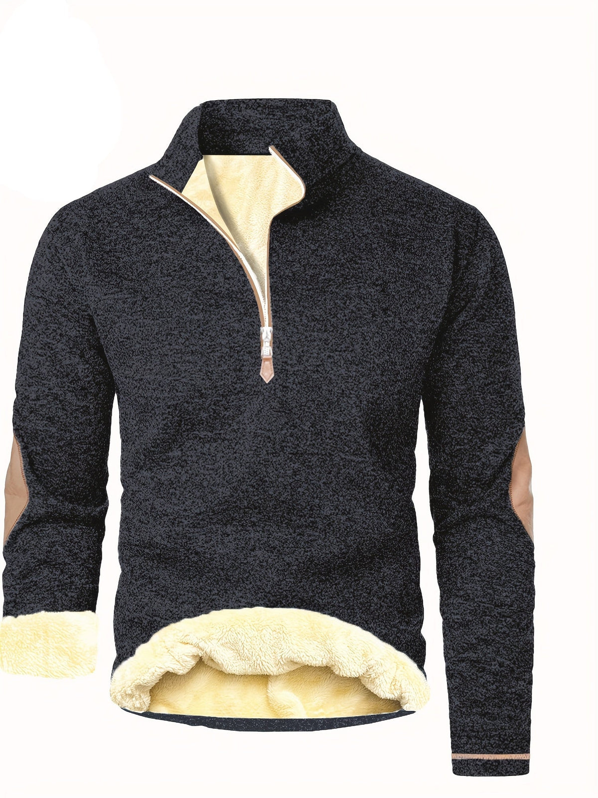 Damian - Pull polaire homme à col montant zippé et doublure chaude