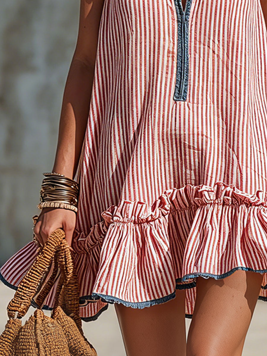 Merova - Robe mini avec col halter et détails volantés