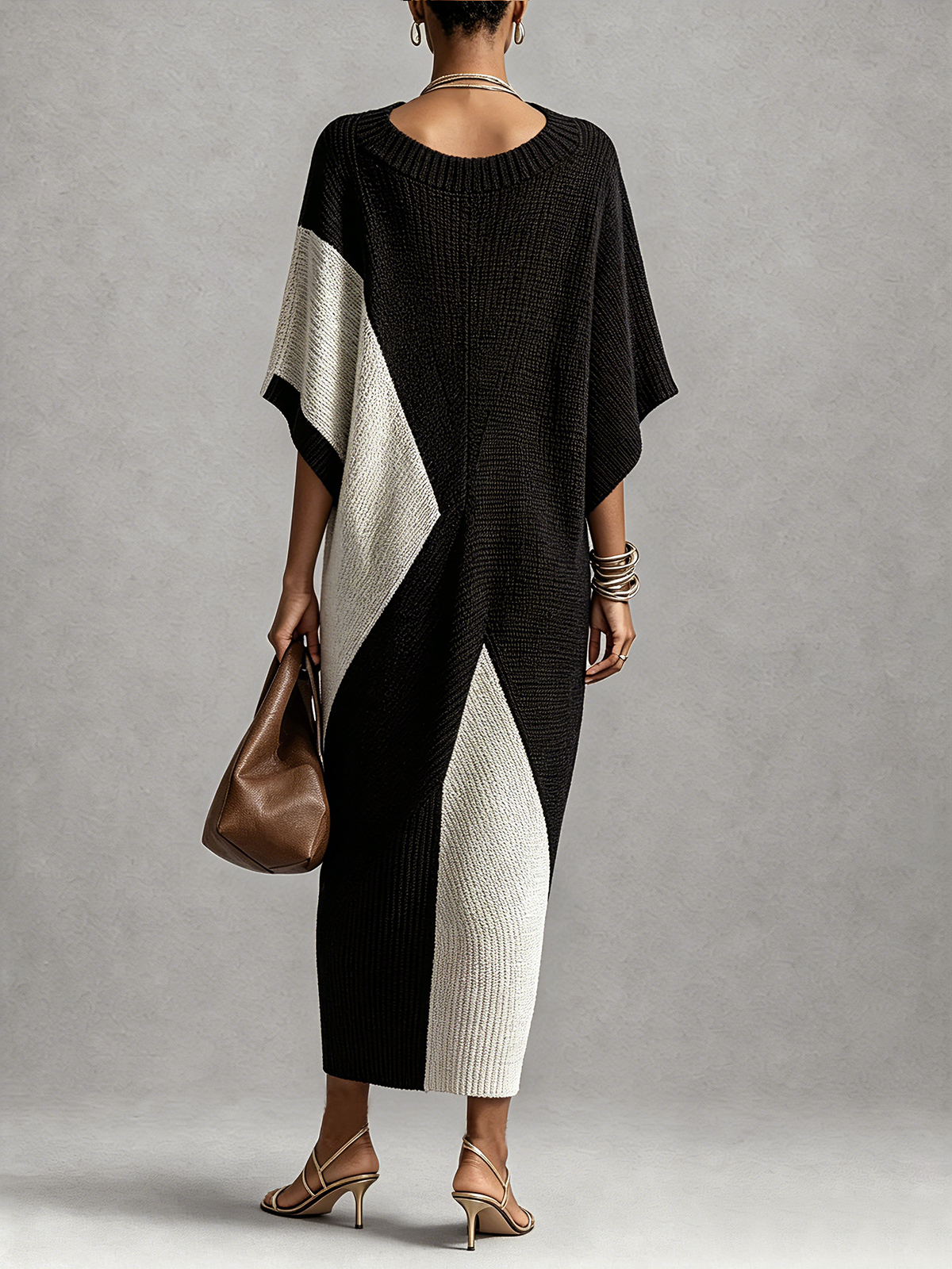 Babettenow - Robe midi femme bicolore noir et ivoire