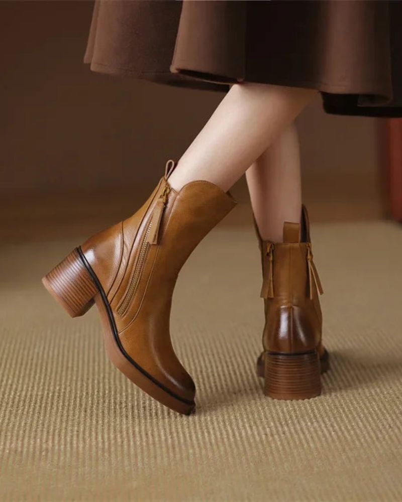 Helara™ - Bottes en Cuir Noires Élégantes et Confortables