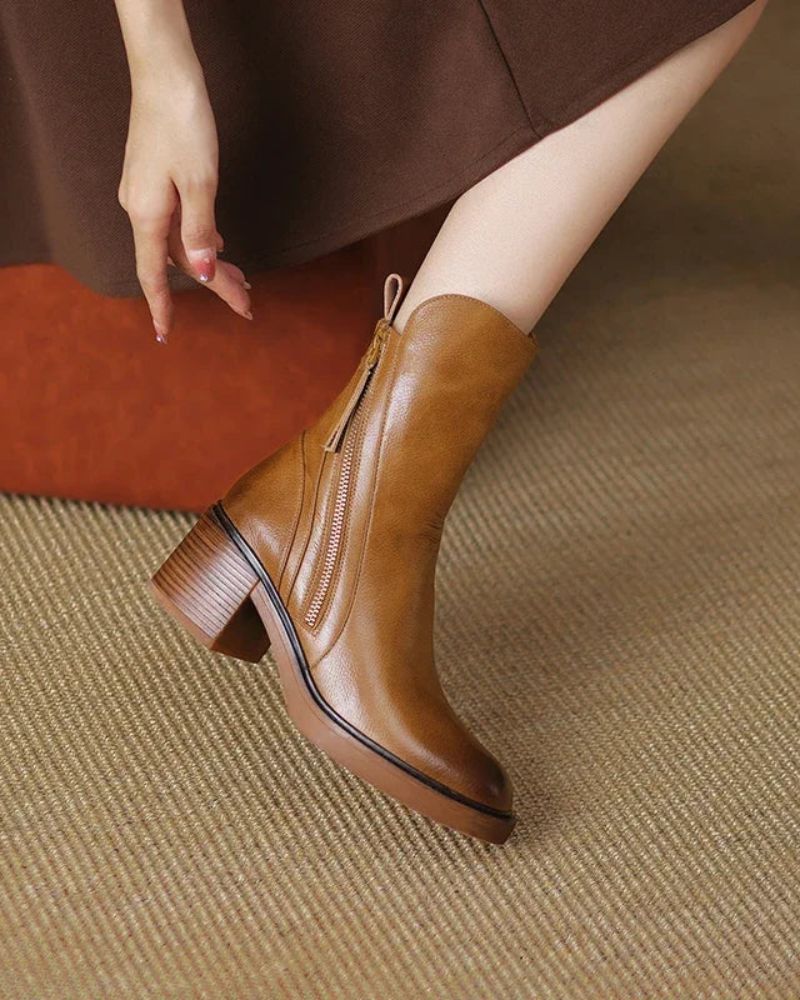 Helara™ - Bottes en Cuir Noires Élégantes et Confortables