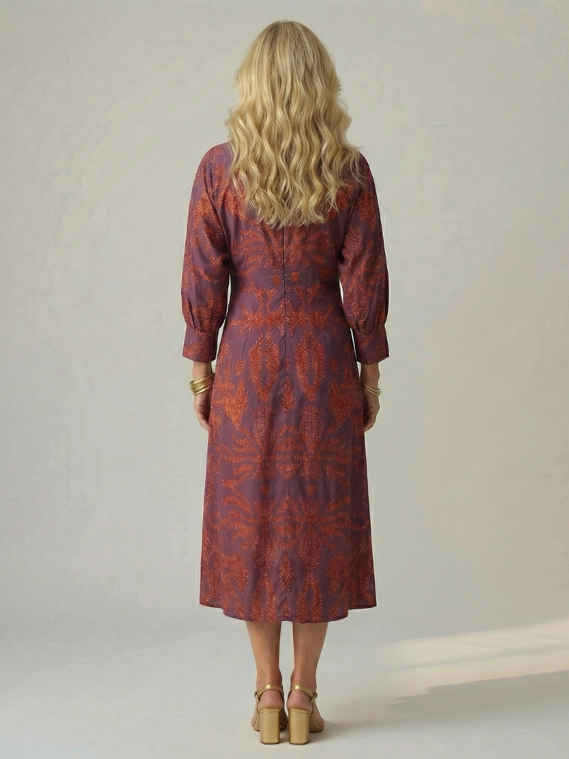 Falune™ - Robe femme midi croisée imprimée taille cintrée élégante