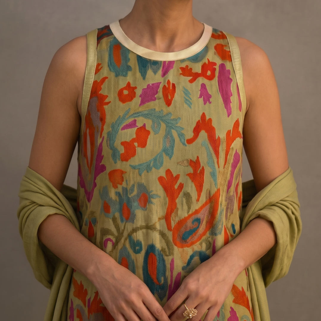 Dorynna - Ensemble Femme : Robe Longue Imprimée avec Gilet Assorti