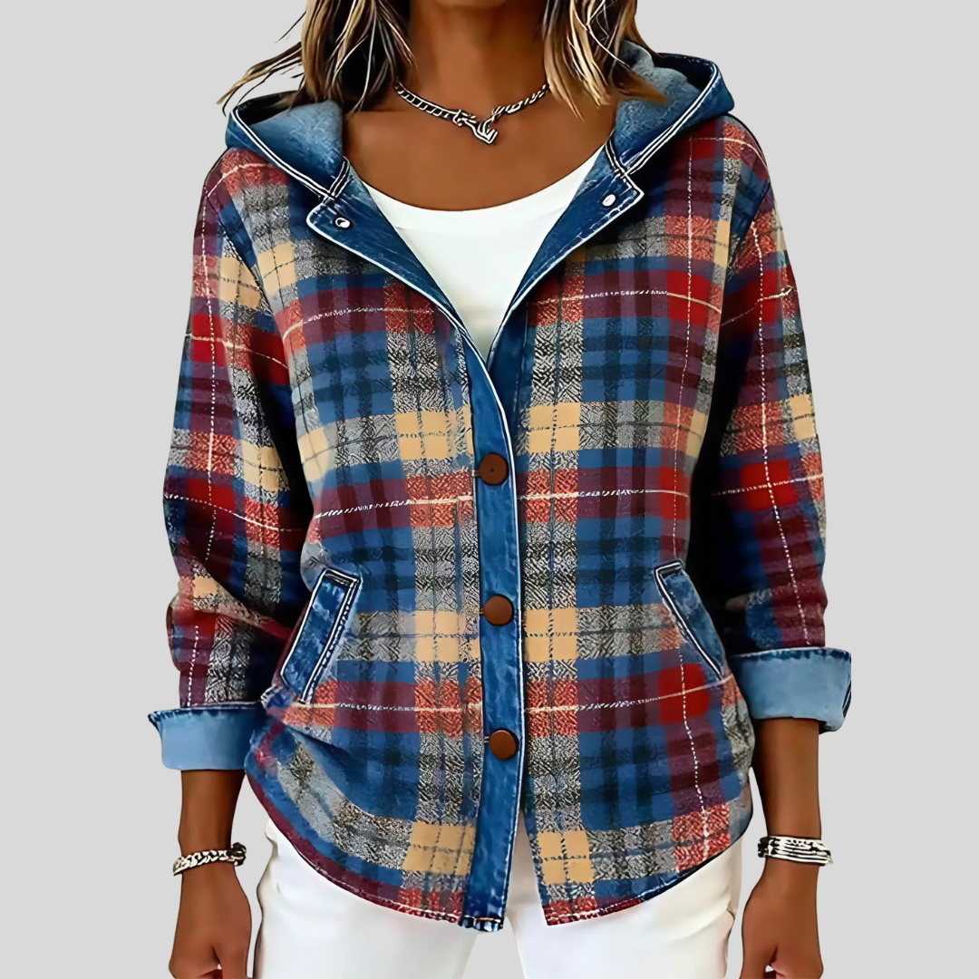 Neraviennea - Veste À Carreaux Tendance Avec Capuche