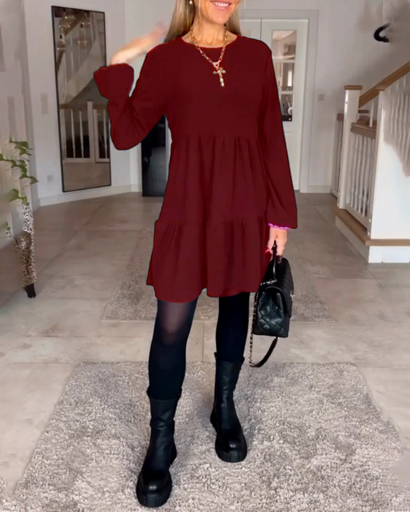 Aïda™ - Robe Rétro Simple à Manches Longues