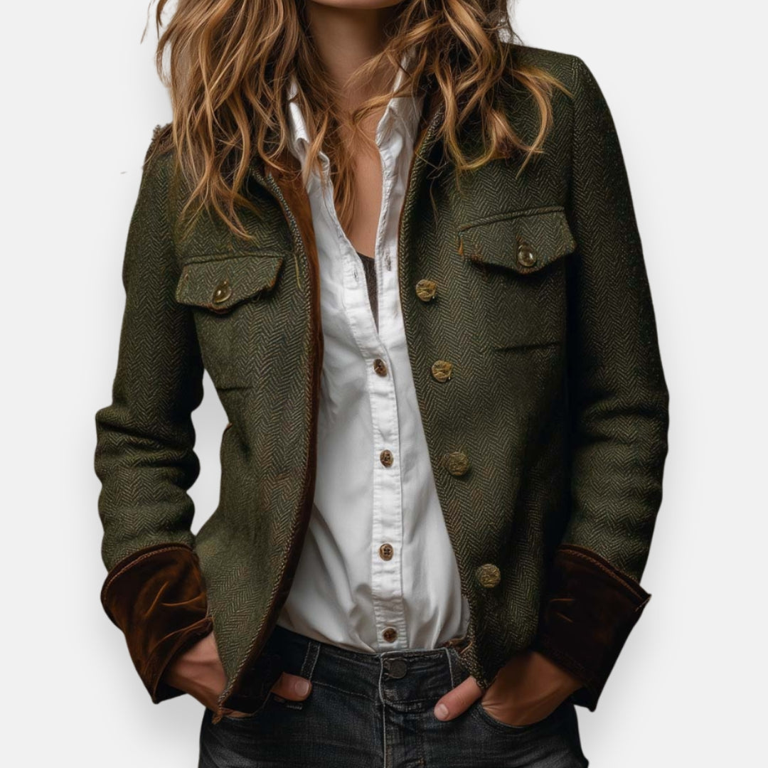 Marisoria™ - Veste Chic En Tweed Avec Finitions En Velours