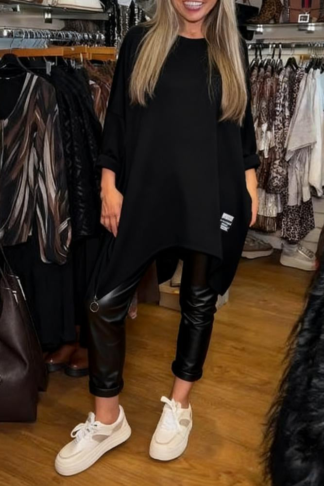 Évelyne - Ensemble deux pièces femme avec tunique asymétrique et pantalon
