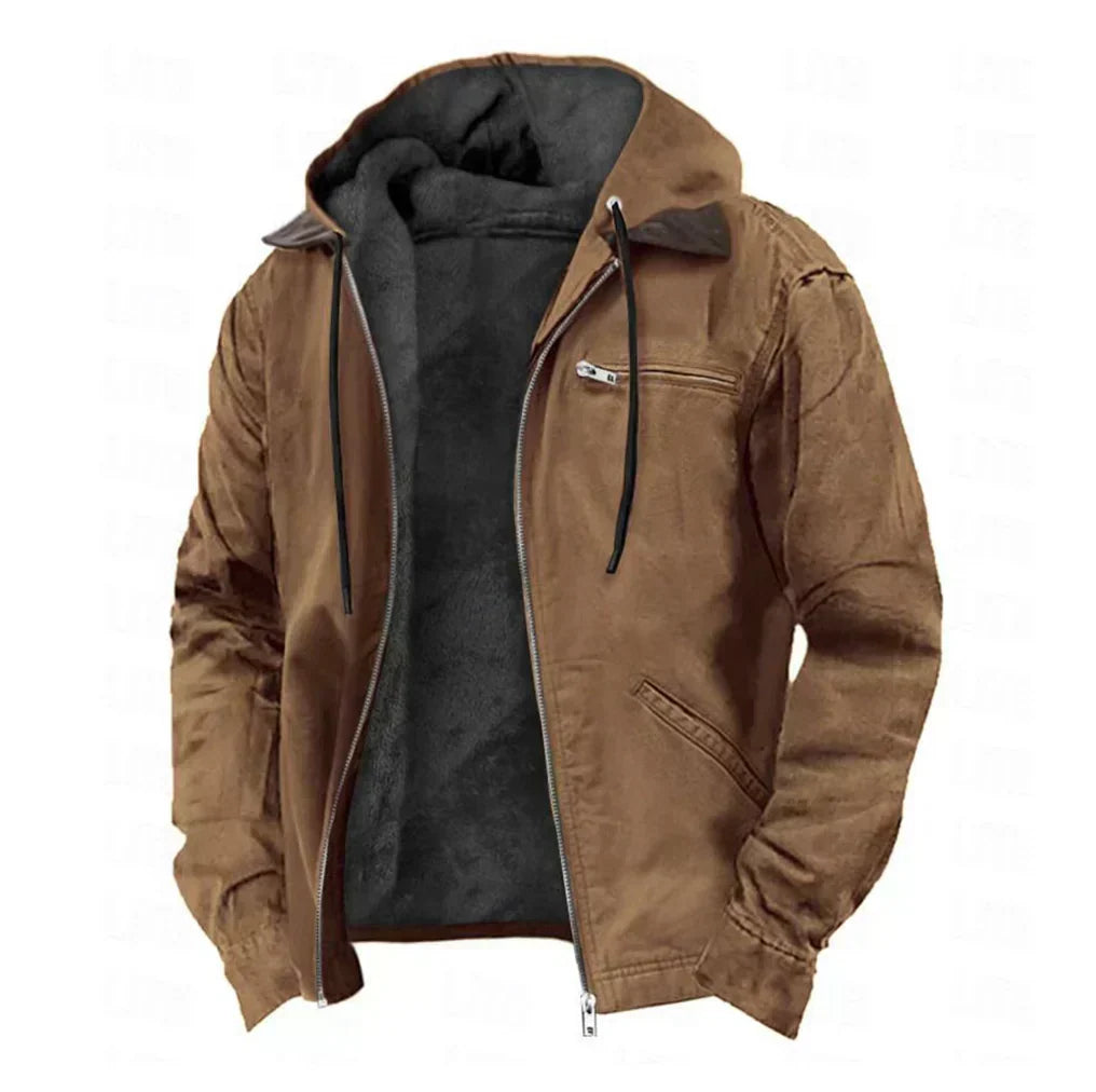 Georges - Veste homme à capuche zippée avec doublure chaude et poches