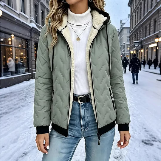 Pieternel - Veste polaire à capuche avec doublure chaude et poches pour femme