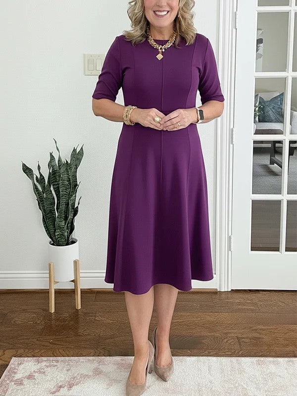 Quirinae™ - Robe Midi Élégante À Coupe Évasée Et Manches