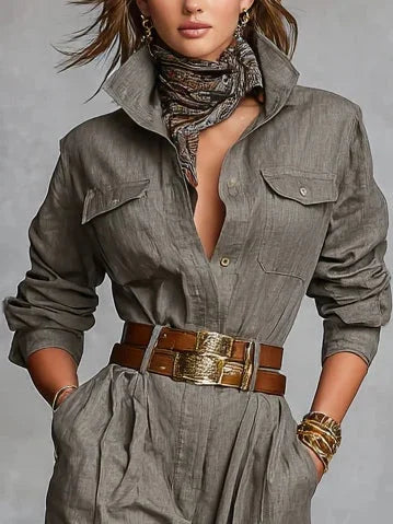 Gwenoraé™ - Combinaison Femme Chic en Lin Naturel