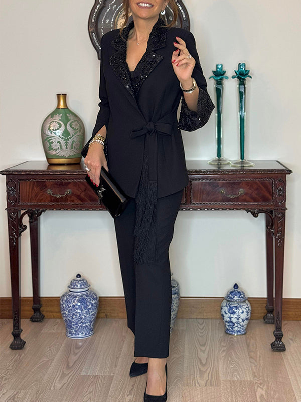 Dorinelle™ - Ensemble Chic Blazer et Pantalon à Sequins