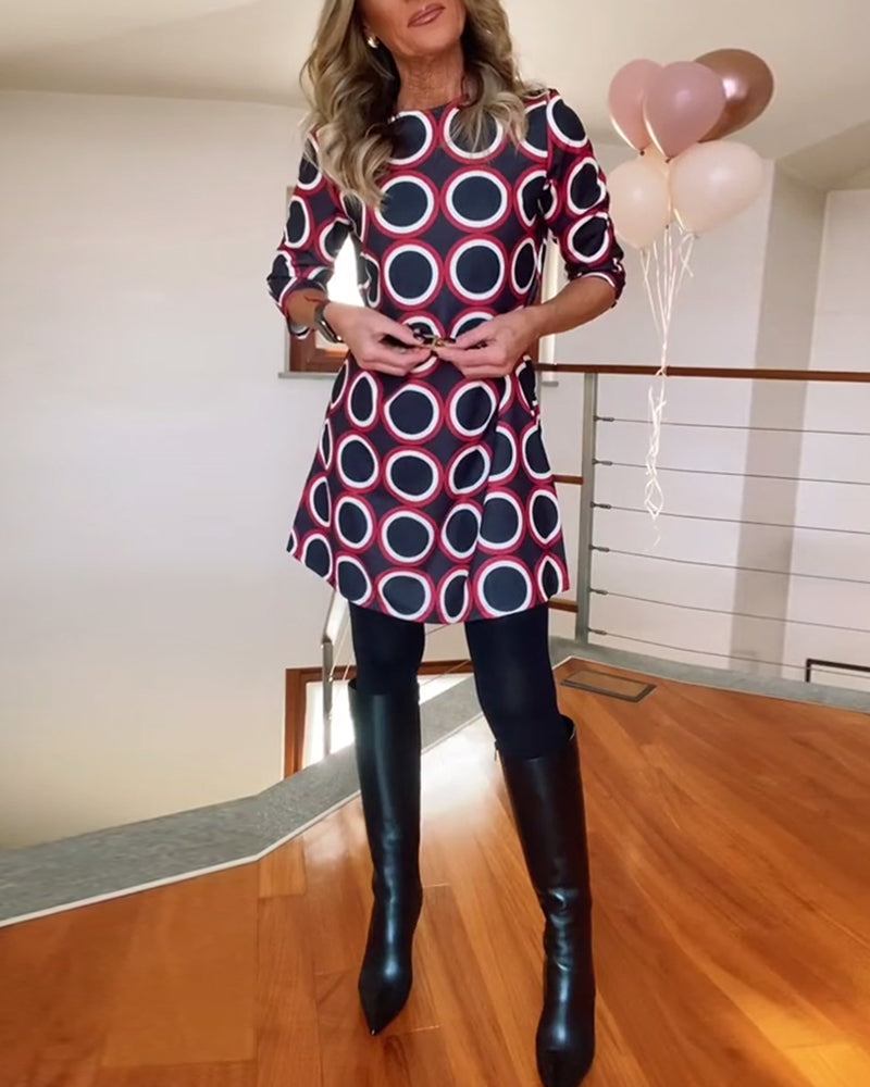 Eugénie™ - Robe Imprimée Élégance Automnale