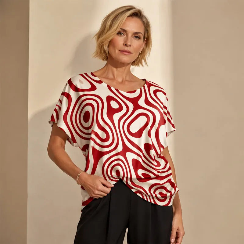Laila - T-shirt femme coloré à col V coupe ample