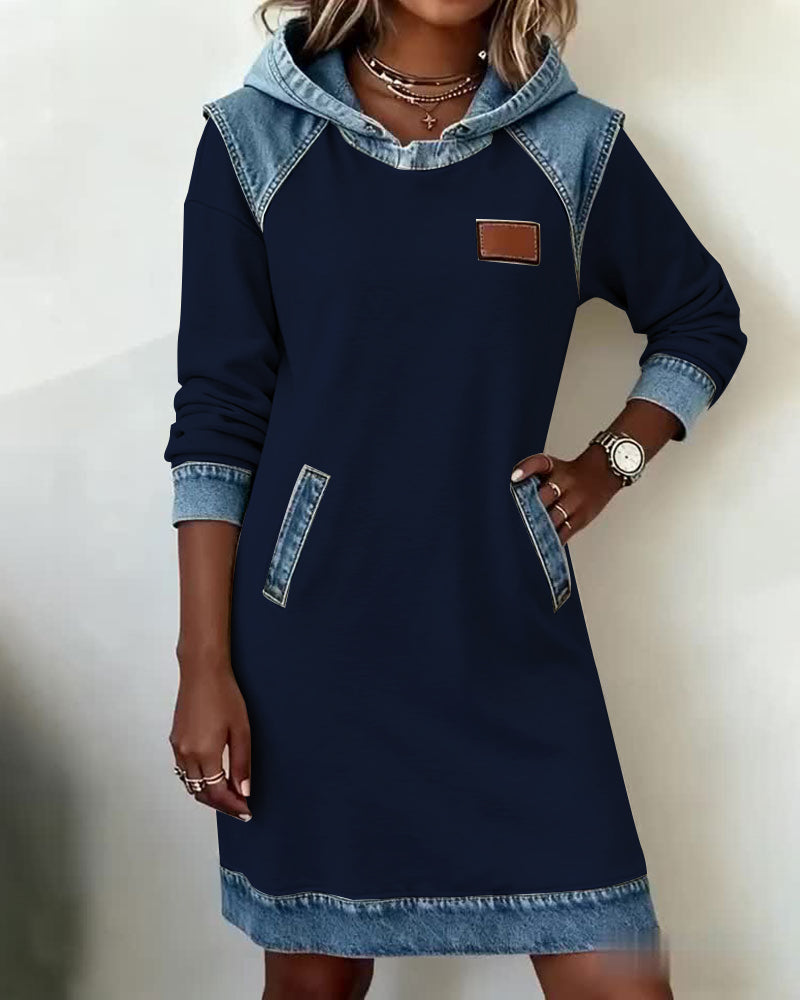 Lunariae™ - Robe casual à capuche style contrasté
