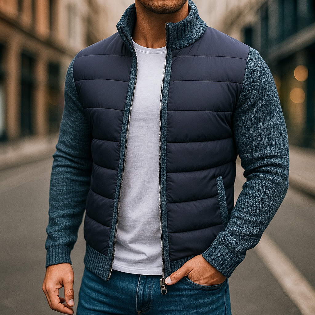 Erik - Veste matelassée homme à manches en maille et col montant
