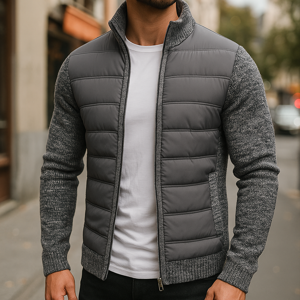 Erik - Veste matelassée homme à manches en maille et col montant