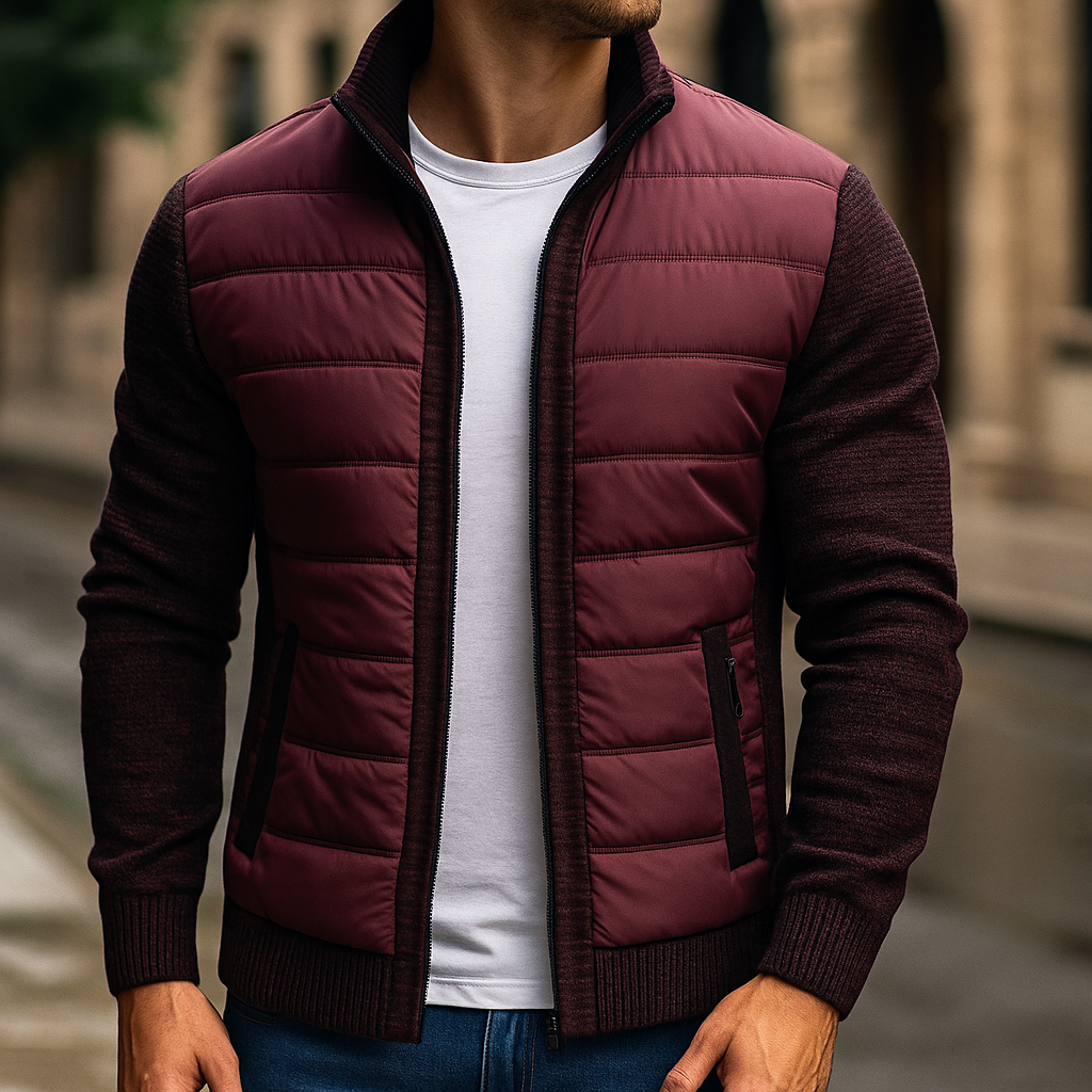 Erik - Veste matelassée homme à manches en maille et col montant