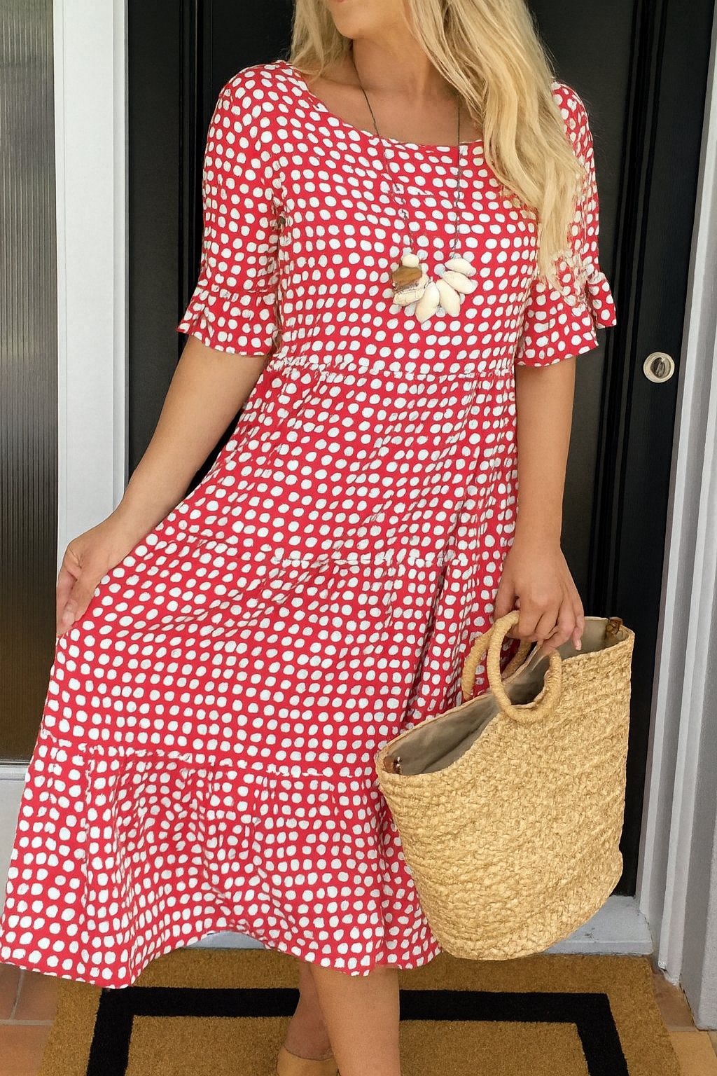 Myrelix™ - Robe Midi à Manches Courtes Femme élégance naturelle