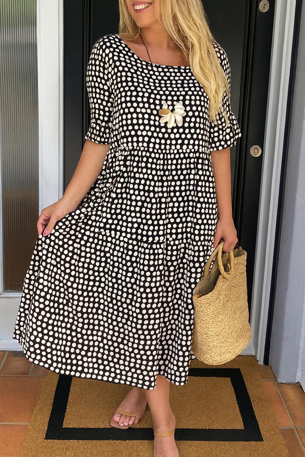 Myrelix™ - Robe Midi à Manches Courtes Femme élégance naturelle