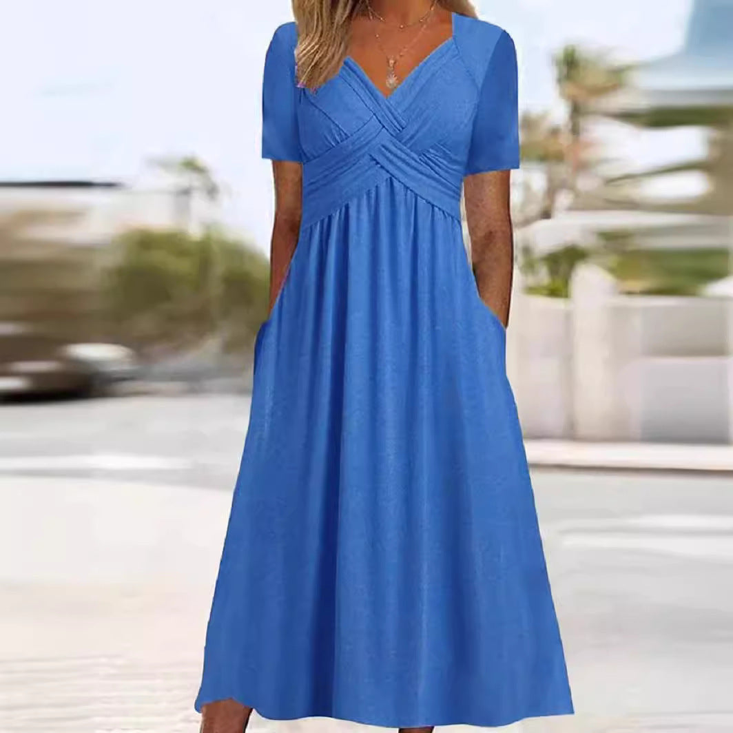 Malina™ - Robe Élégante à Silhouette Fluide et Décolleté en V