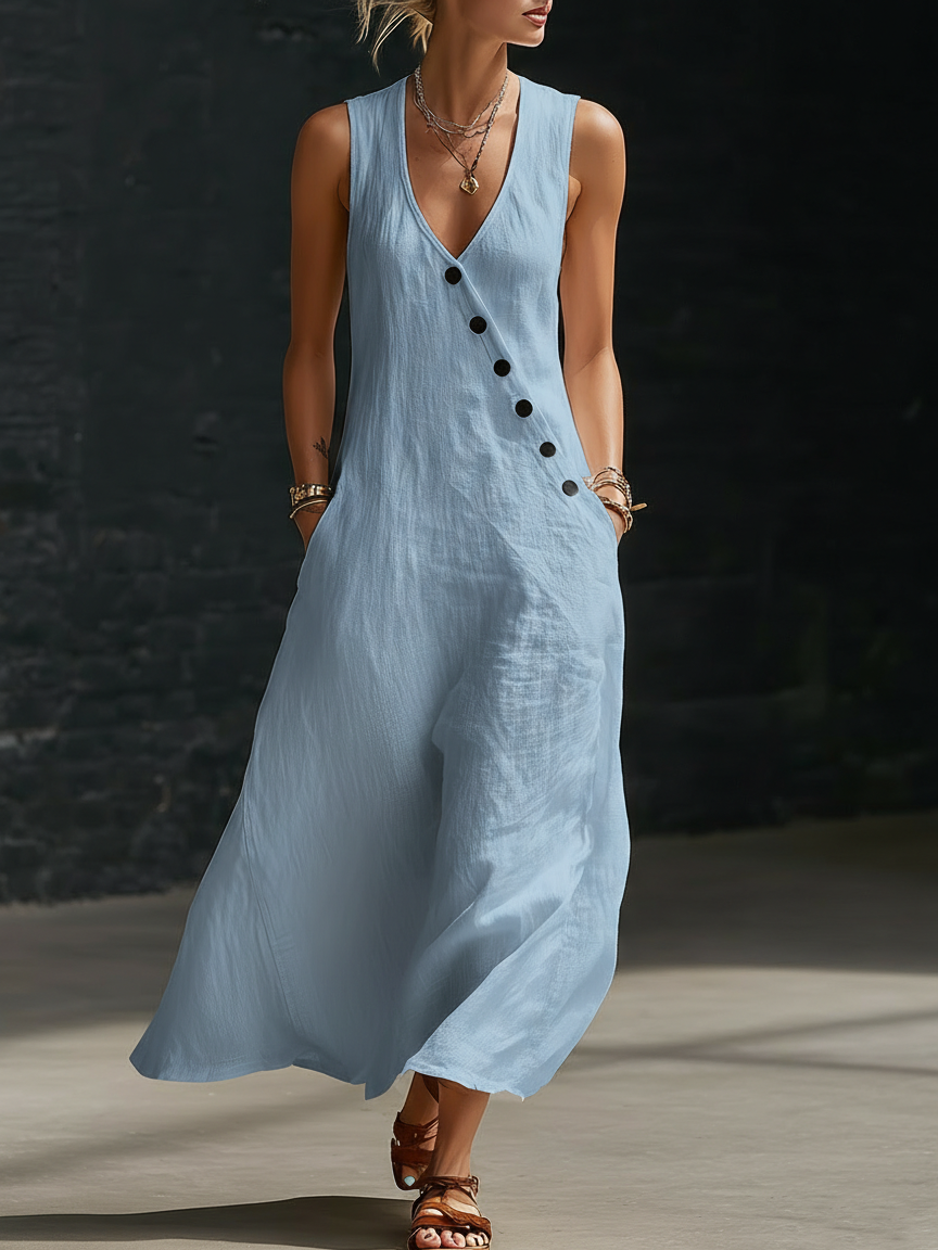Fazira™ - Robe Femme Maxi Boutonnée Coupe Fluide Confort Quotidien