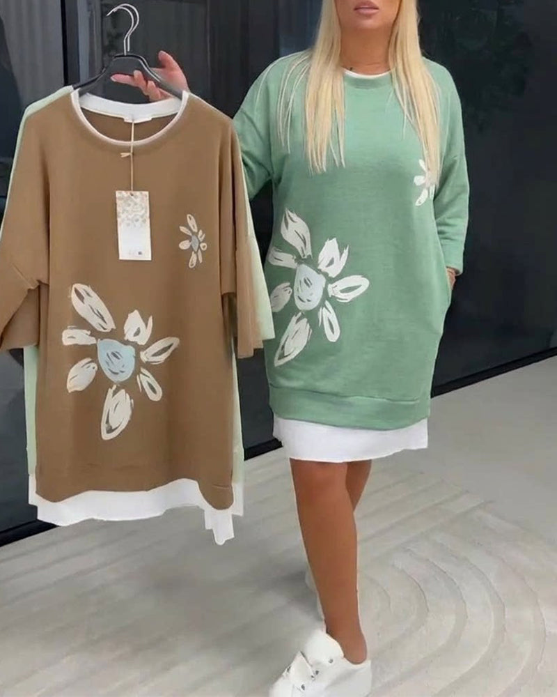 Ravessa™ - Robe Décontractée Style Sweat À Motif Floral