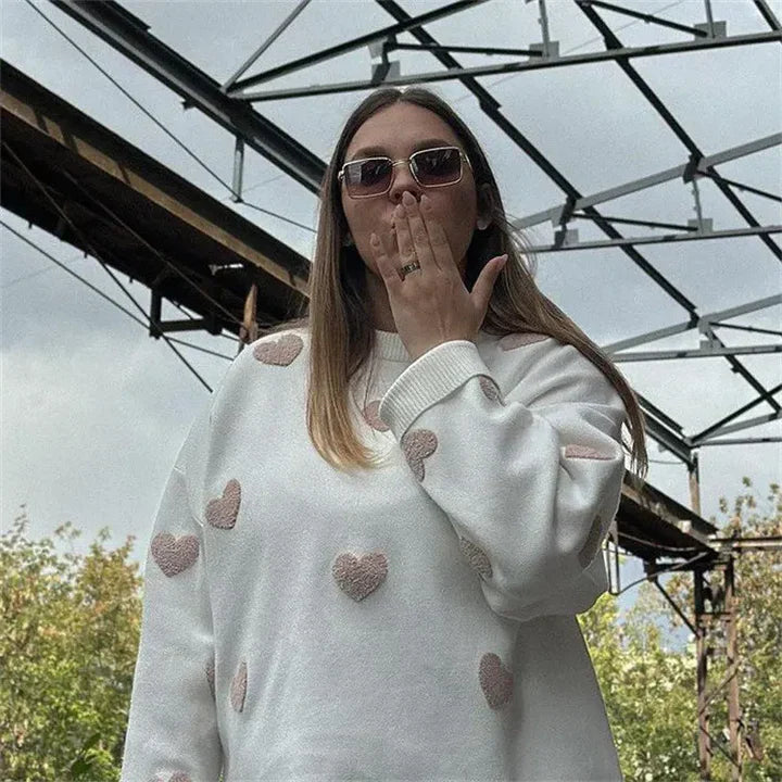 Abigail™ - Pull Tricoté à Motif Cœur