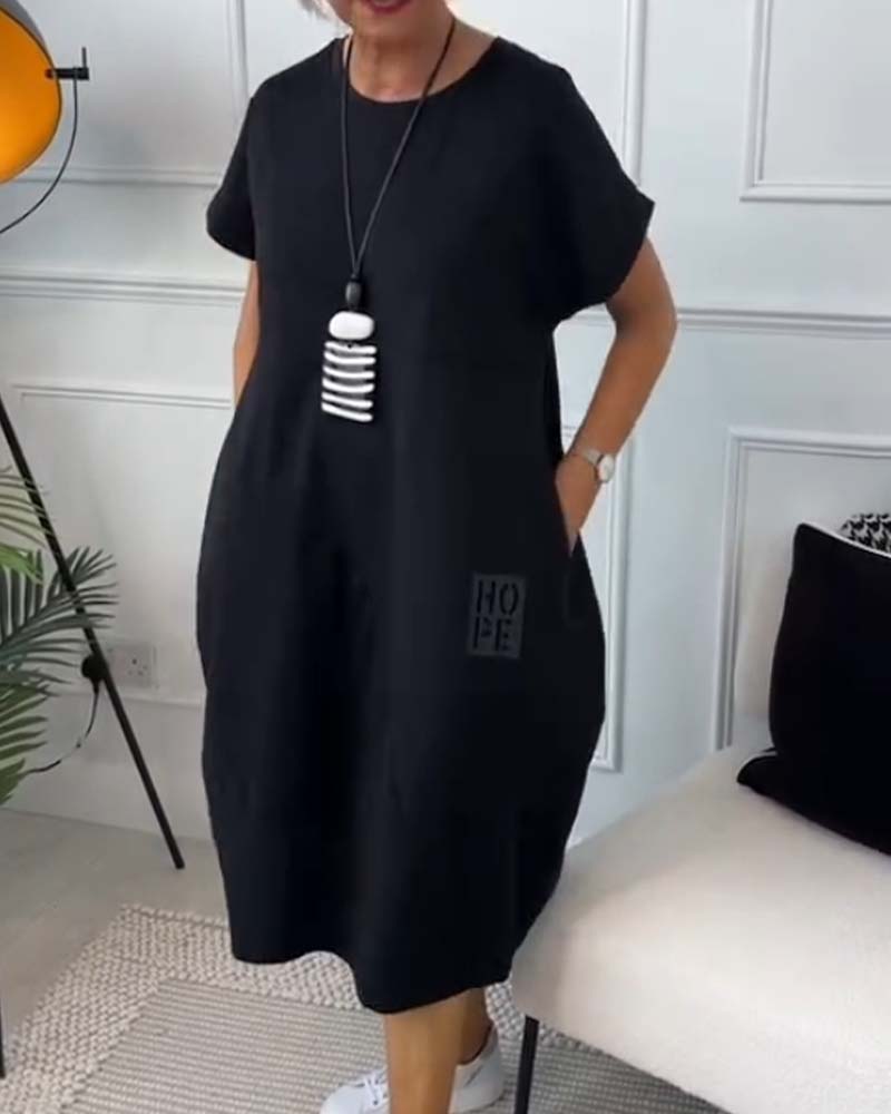 Marie™ - Robe Décontractée à Manches Courtes avec Imprimé Lettre pour Femme