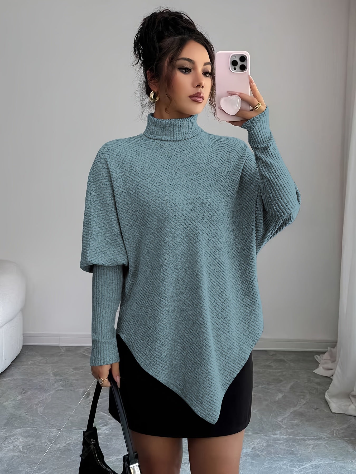 Ilyssa™ - Pull Asymétrique Col Montant Élégance Moderne