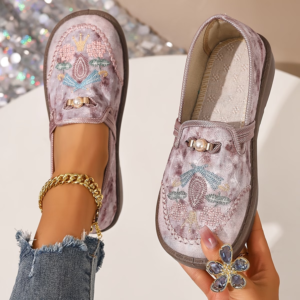 Fynora™ - Chaussures Femme Confort Quotidien Design Brodé Style Décontracté