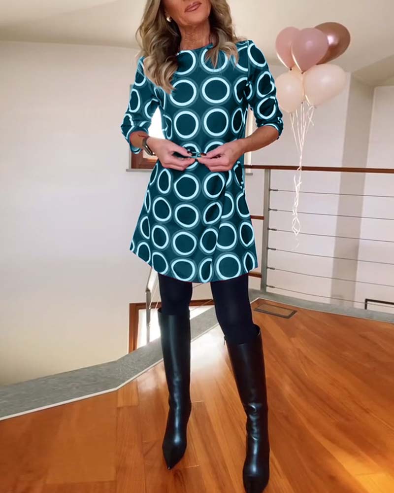 Eugénie™ - Robe Imprimée Élégance Automnale