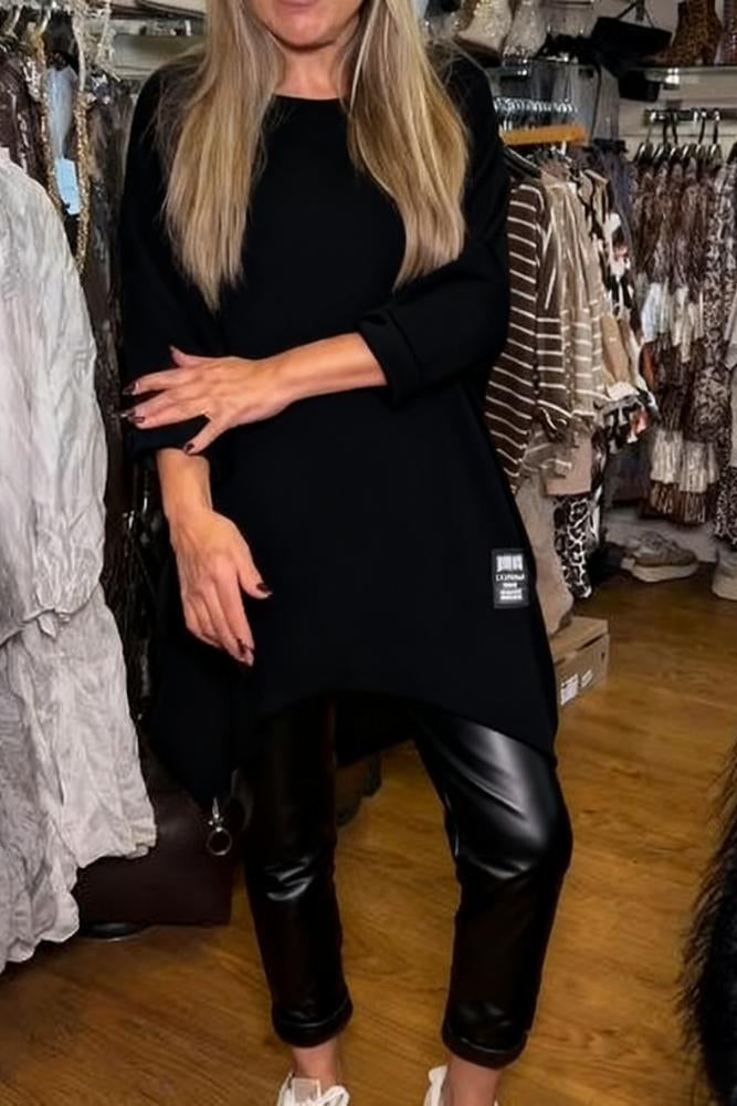 Évelyne - Ensemble deux pièces femme avec tunique asymétrique et pantalon