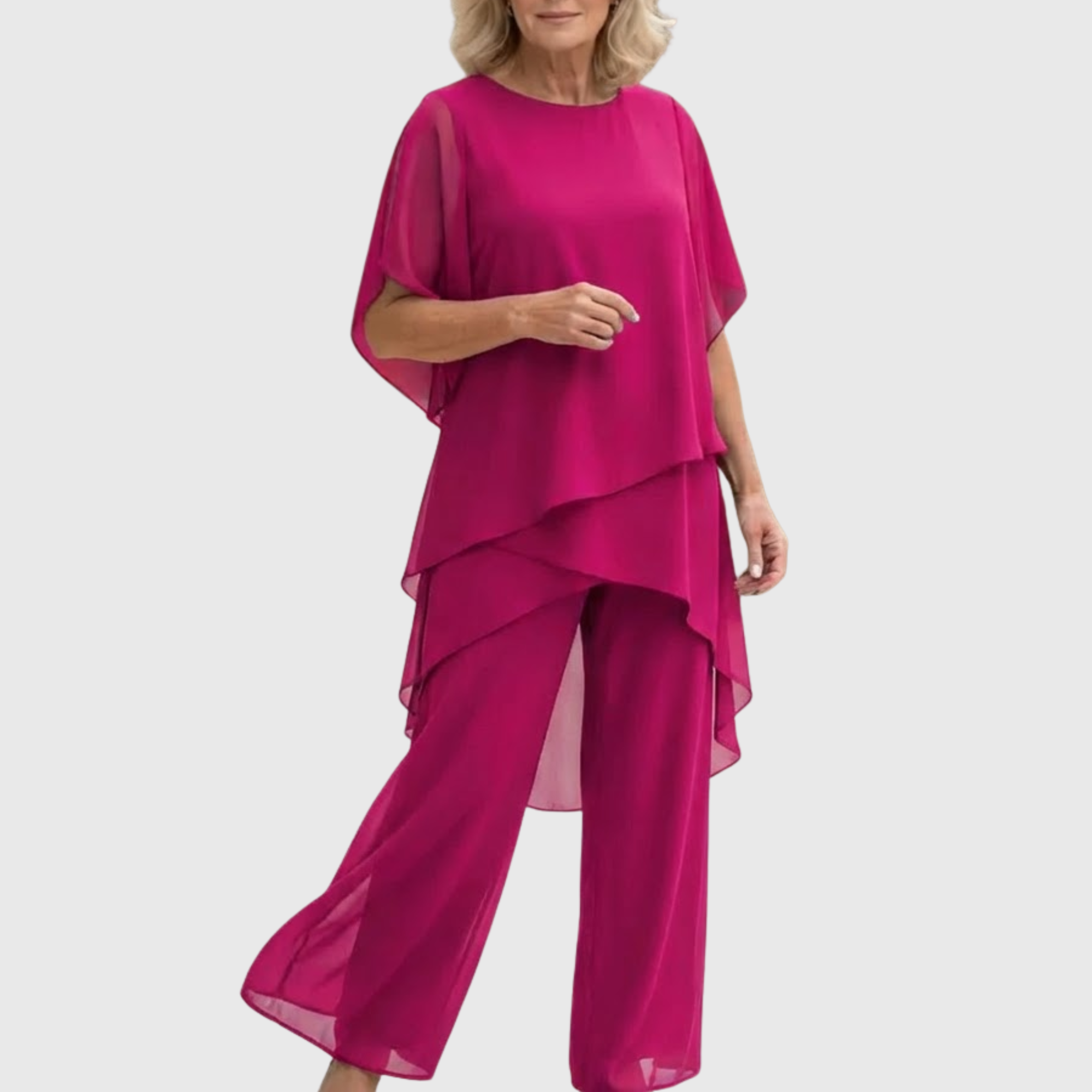 Fosira™ - Ensemble Élégant pour Femmes avec Pantalon Palazzo Drapé
