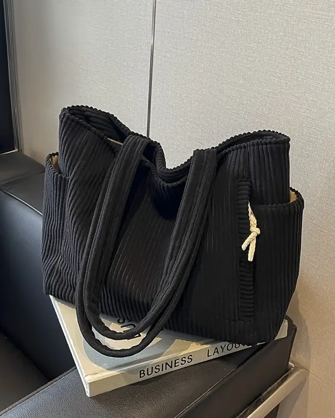 Gisara™ - Sac fourre-tout côtelé avec détail en corde