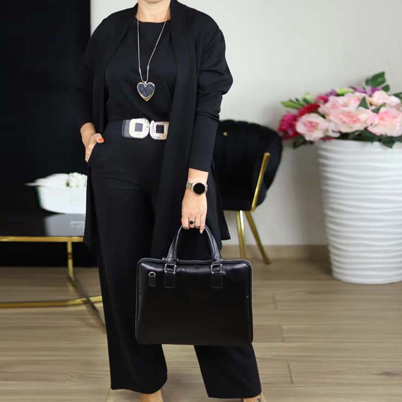 Edda - Ensemble femme trois pièces avec cardigan long élégant