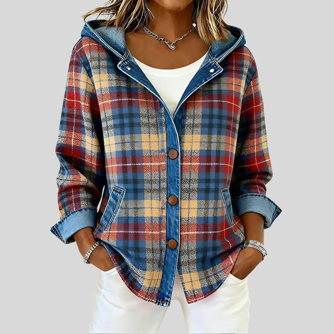 Neraviennea - Veste À Carreaux Tendance Avec Capuche