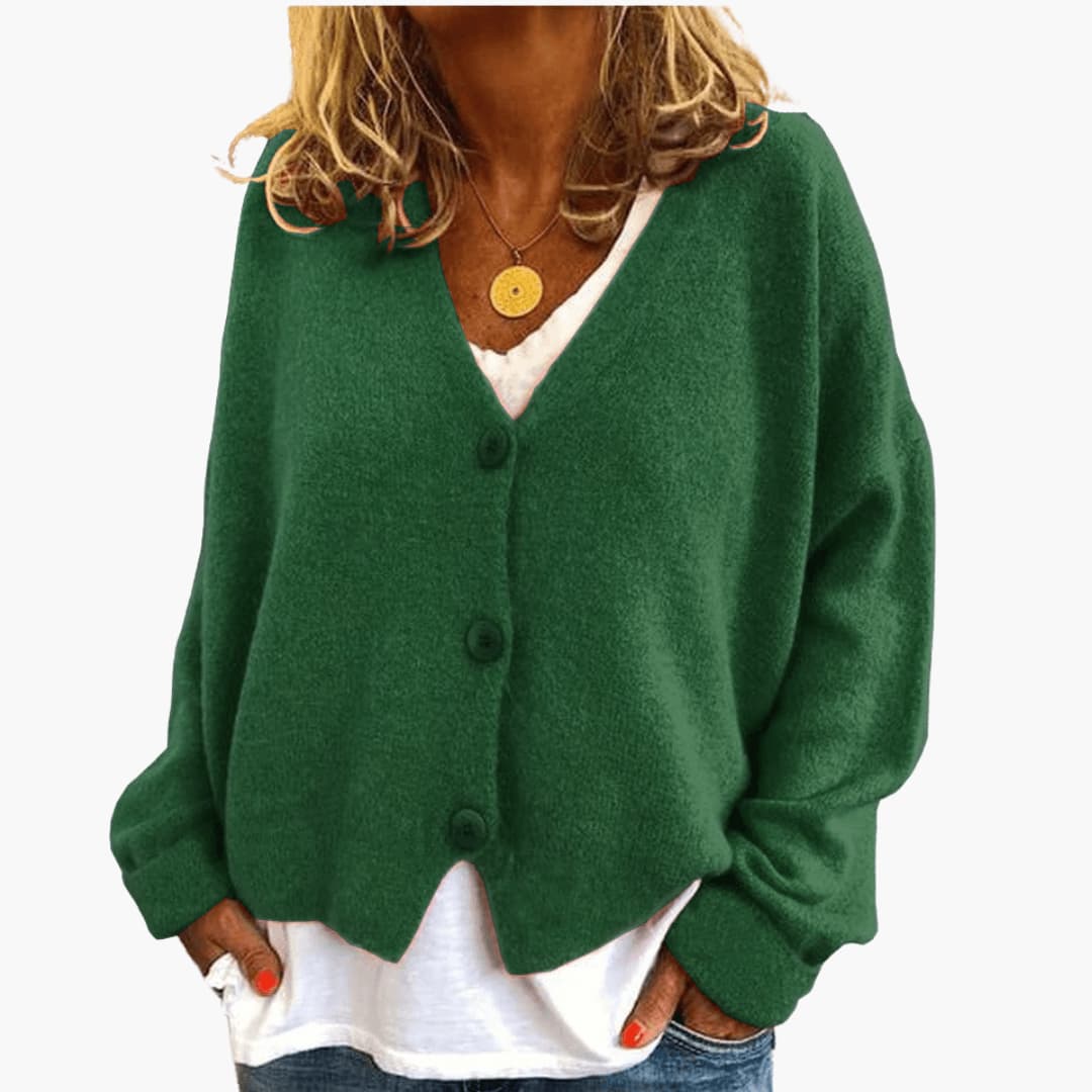 Sixtine - Cardigan Femme Doux en Tricot à Boutons et Coupe Décontractée