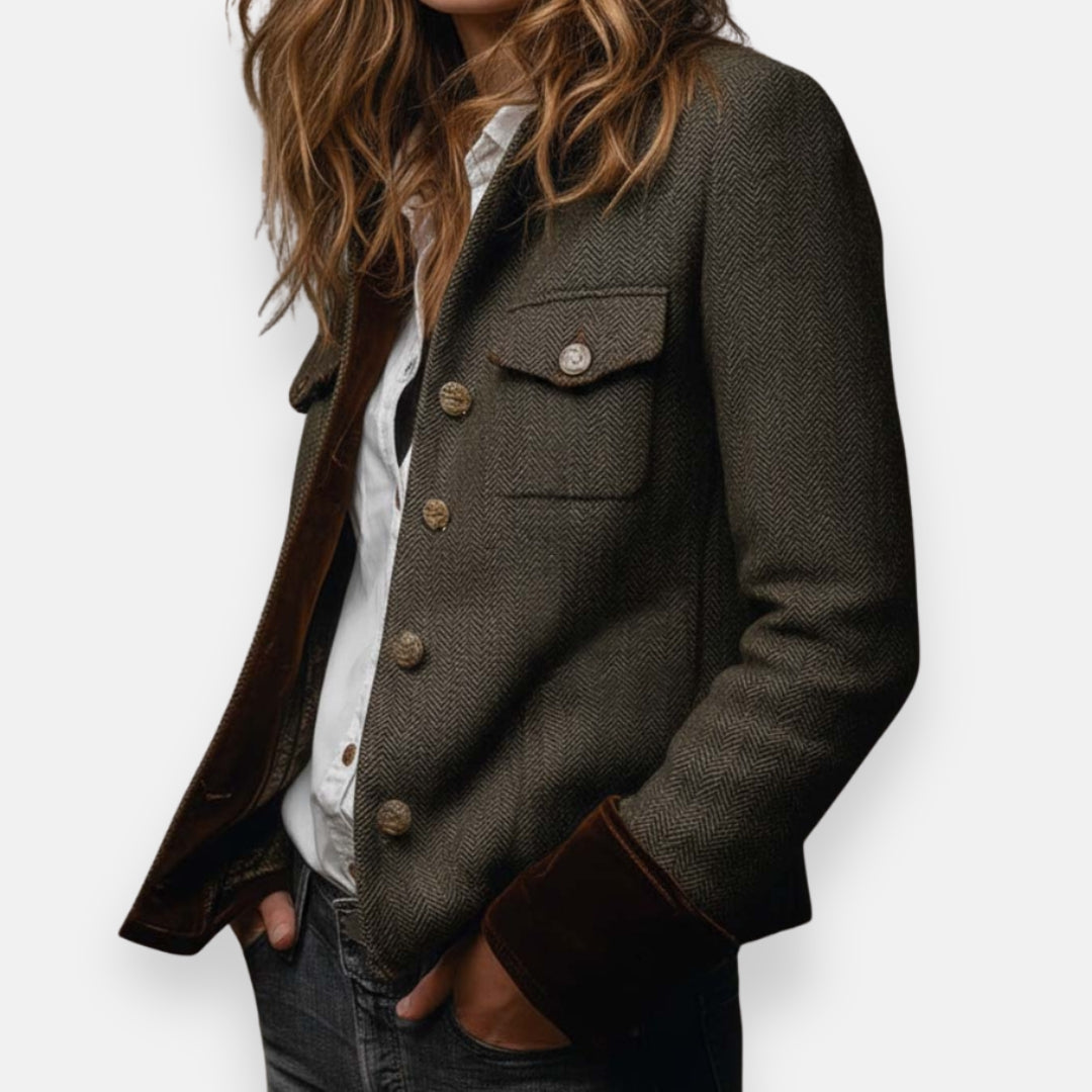 Marisoria™ - Veste Chic En Tweed Avec Finitions En Velours