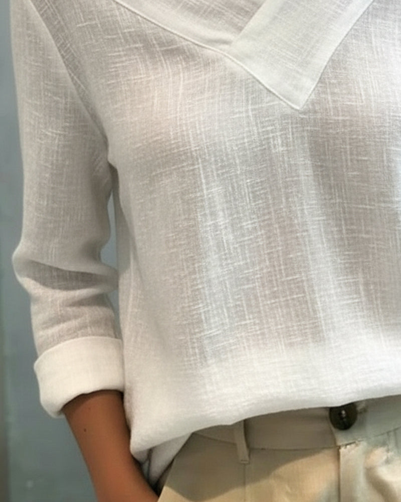 Melyra™ - Haut Élégant à Col V Décolleté Asymétrique